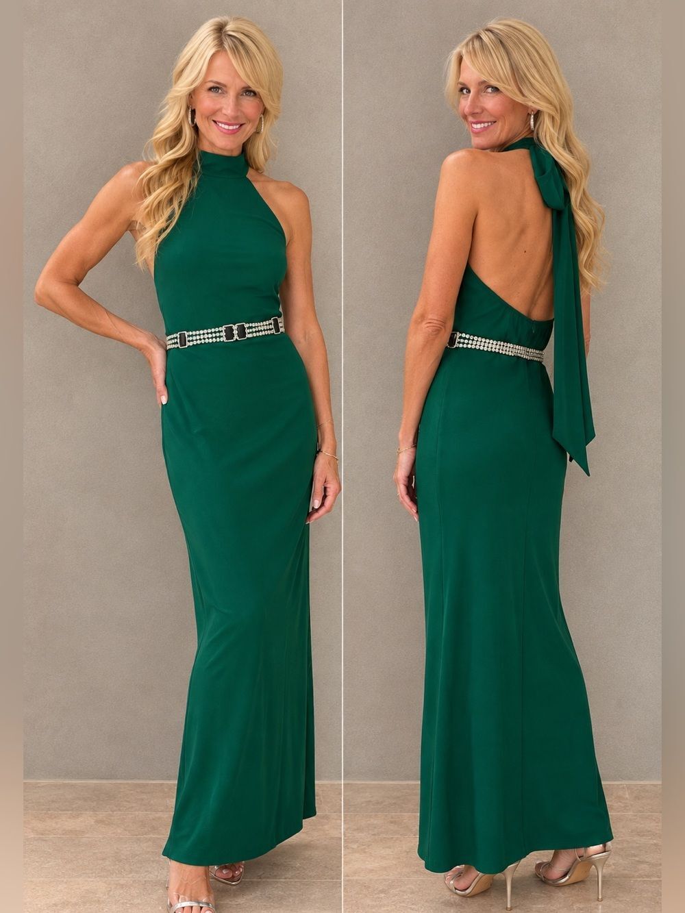 Reformation Green Sycamore Hunter Green Filippa Halter Tie Column $248